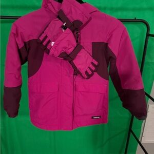 Lands' End Pink Jacket with Burgundy Accents